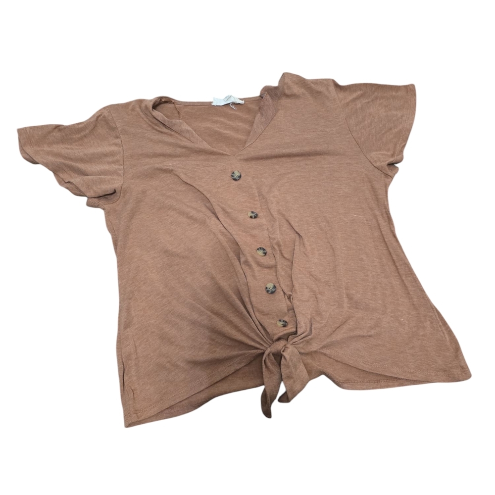 Women's Brown Button-Down Top SZ L‎